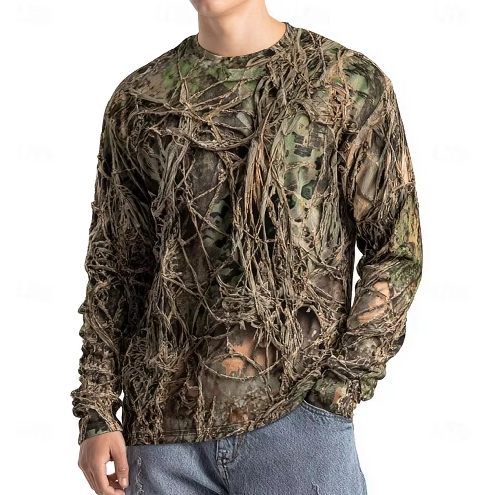 Hunting Outdoors - Men's Camo Animal Print Long Sleeve,3D