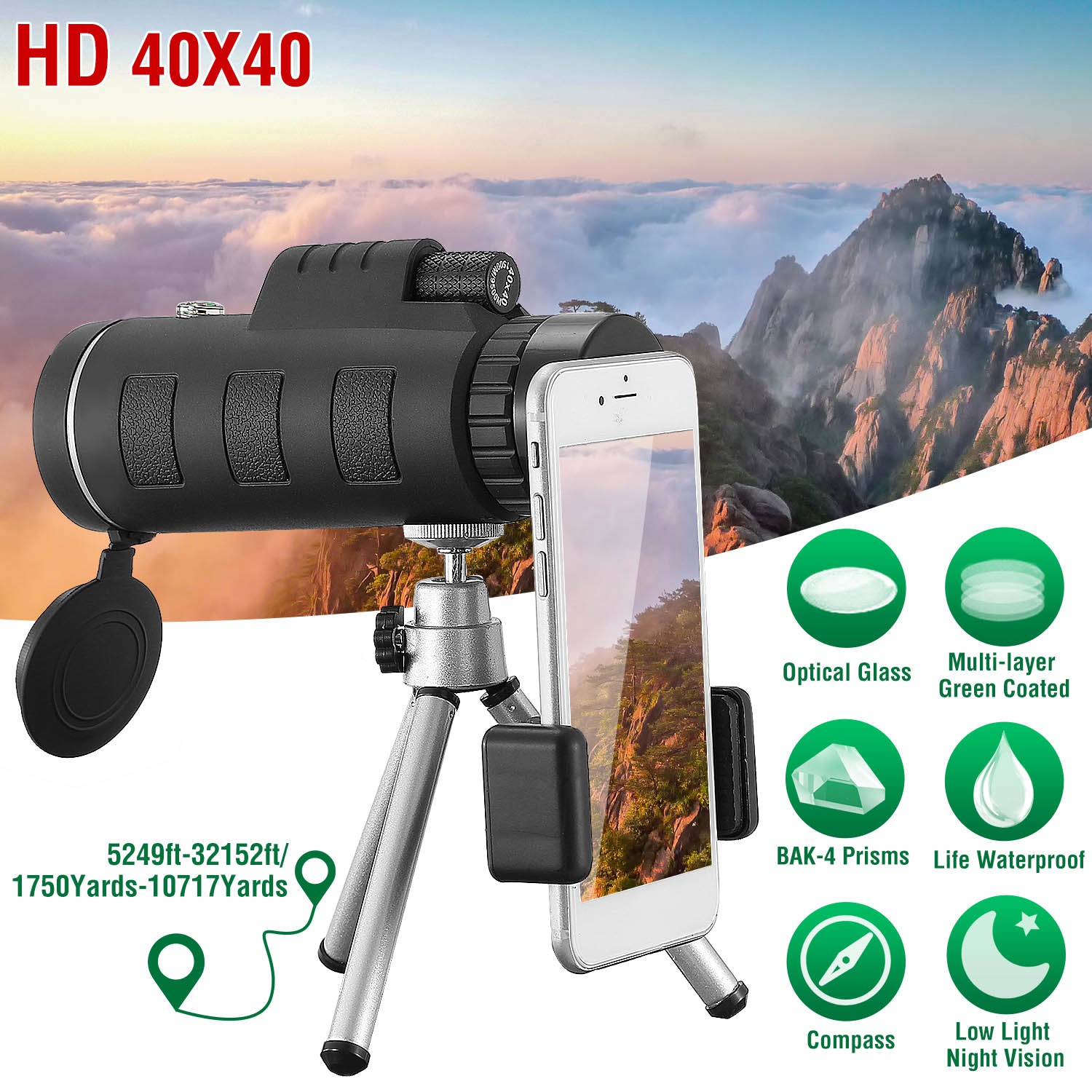 1Pc 40 Plus 40 HD Optical Mono - Outdoor Hunting Events recensie en prijs