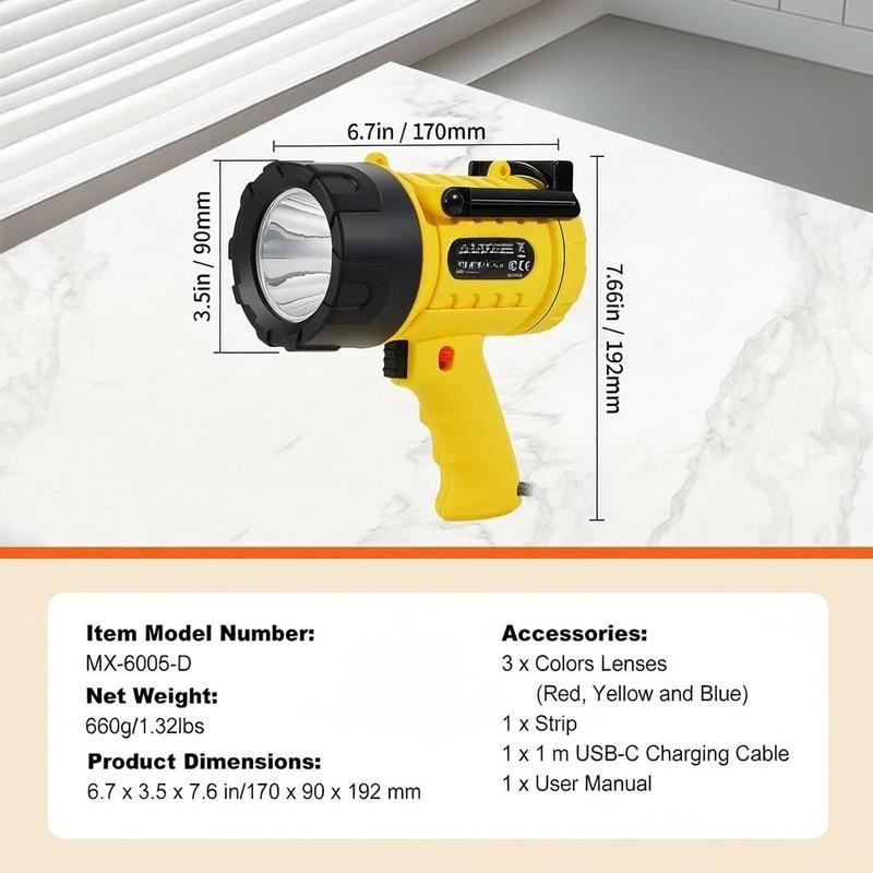 Handheld Searchlight 1000,000  - Hunting Outdoors recensie en prijs